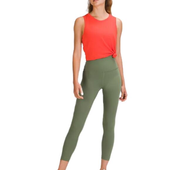 Lululemon Wunder Train Leggings High Rise Tight 25" Green Twill Size 20 - Picture 3 of 11